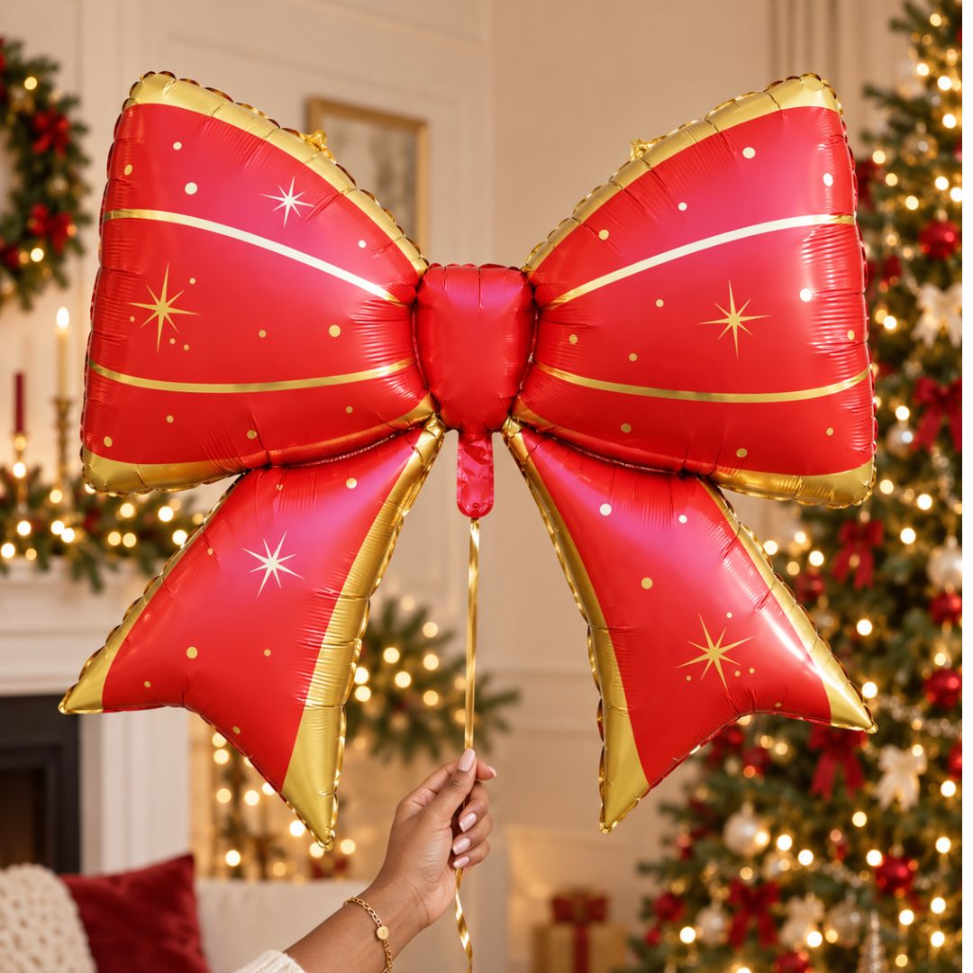 Christmas Sparkle Bow in Red and Gold for Christmas Party Photoshoot Secondary image