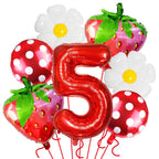 Strawberry Birthday Balloons, 9PCS Strawberry Birthday Balloon Decorations with 32" Red Number Balloon for Girls Strawberry Themed Birthday Party Supplies