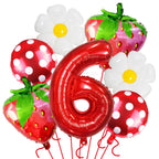 Strawberry Birthday Balloons, 9PCS Strawberry Birthday Balloon Decorations with 32" Red Number Balloon for Girls Strawberry Themed Birthday Party Supplies