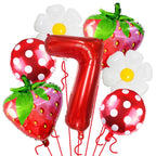 Strawberry Birthday Balloons, 9PCS Strawberry Birthday Balloon Decorations with 32" Red Number Balloon for Girls Strawberry Themed Birthday Party Supplies