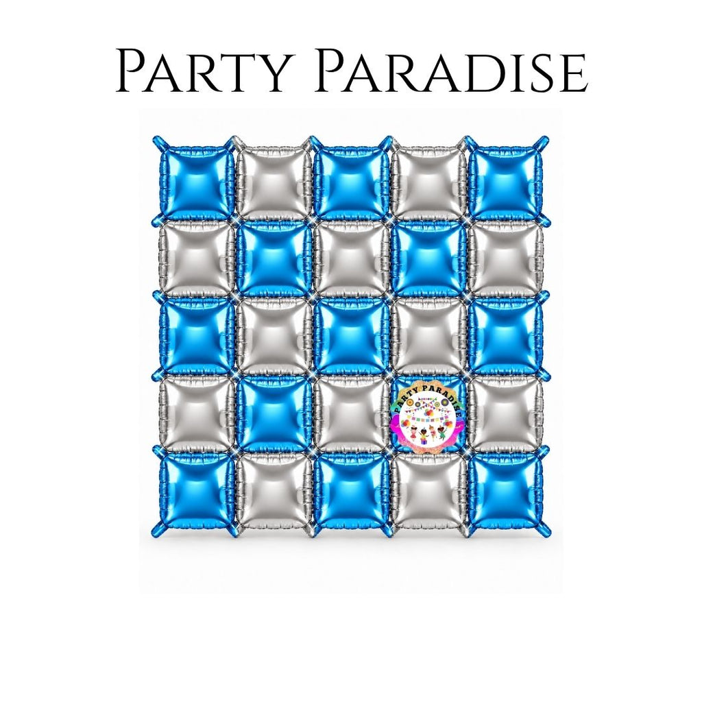 Double-Sided Two-Tone Square Foil Balloons Grid Background Wall for Party 19inch Squares, 25PCS