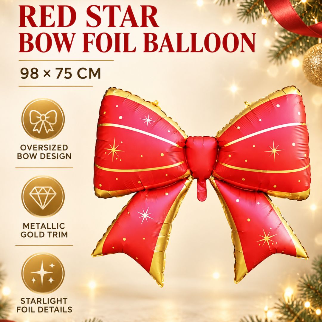 Christmas Sparkle Bow in Red and Gold for Christmas Party Photoshoot