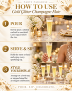 Gold Glitter Flutes 20 Pack Disposable Glasses 5oz Clear Plastic Mimosa Glasses Wedding Cocktail Cups Bulk for New Years Eve Party Supplies Engagement Birthday Decorations