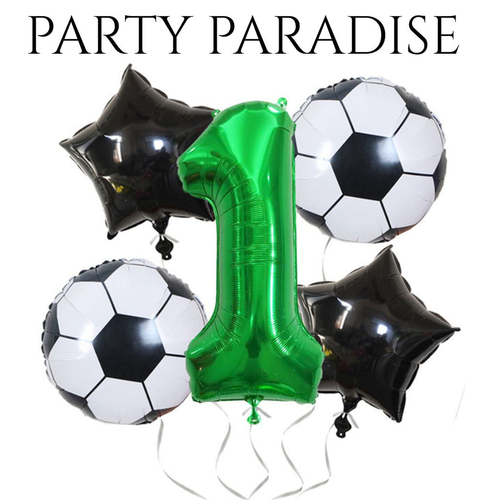 5PCS Soccer Balloons Number Birthday Decorations, Soccer Birthday Party Balloons World Cup Soccer Sports Theme Party Decorations Supplies Decor 32in Foil Mylar Green 7 Balloon