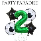 5PCS Soccer Balloons Number Birthday Decorations, Soccer Birthday Party Balloons World Cup Soccer Sports Theme Party Decorations Supplies Decor 32in Foil Mylar Green 7 Balloon