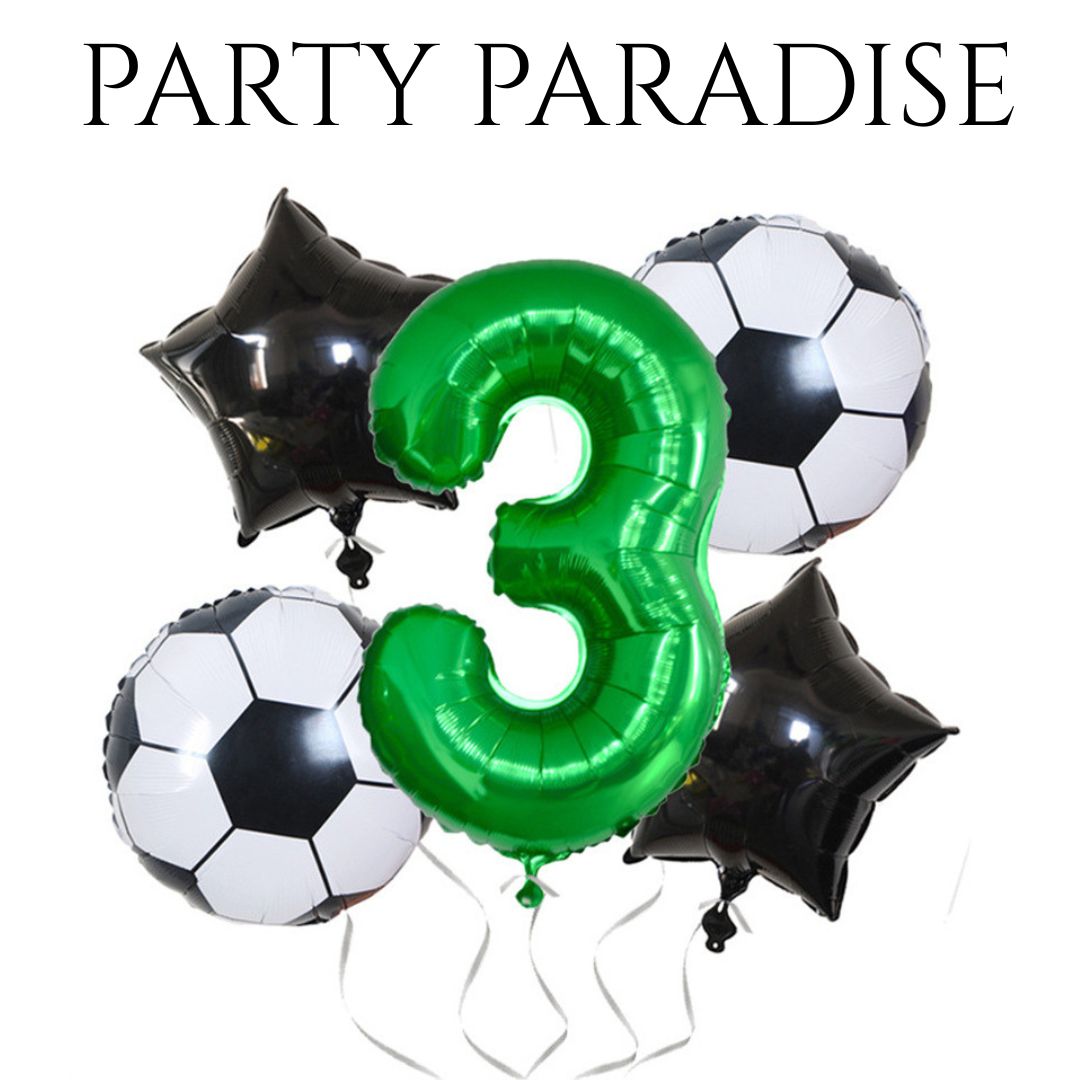 5PCS Soccer Balloons Number Birthday Decorations, Soccer Birthday Party Balloons World Cup Soccer Sports Theme Party Decorations Supplies Decor 32in Foil Mylar Green 7 Balloon