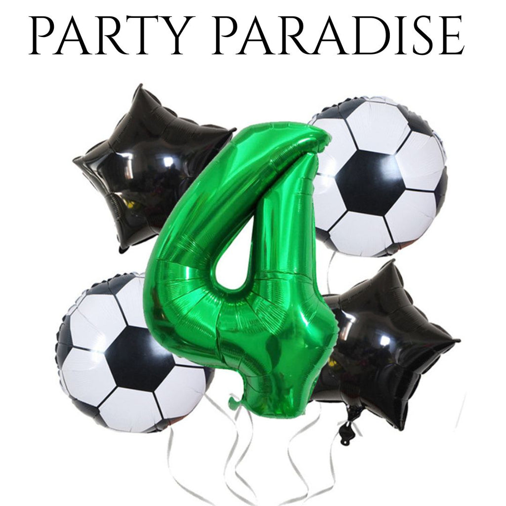 5PCS Soccer Balloons Number Birthday Decorations, Soccer Birthday Party Balloons World Cup Soccer Sports Theme Party Decorations Supplies Decor 32in Foil Mylar Green 7 Balloon