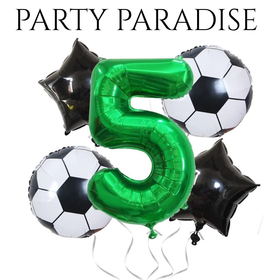 5PCS Soccer Balloons Number Birthday Decorations, Soccer Birthday Party Balloons World Cup Soccer Sports Theme Party Decorations Supplies Decor 32in Foil Mylar Green 7 Balloon