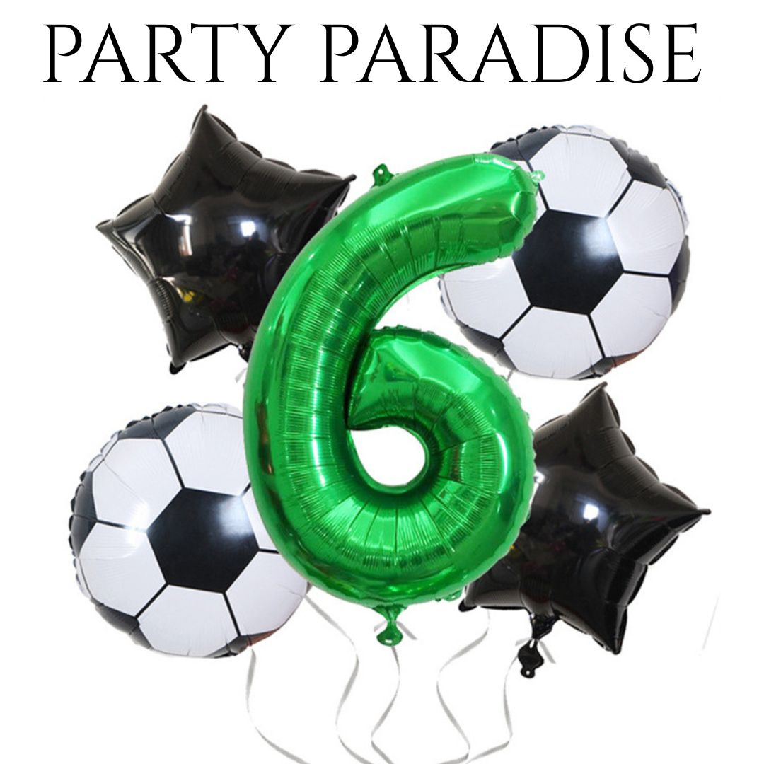 5PCS Soccer Balloons Number Birthday Decorations, Soccer Birthday Party Balloons World Cup Soccer Sports Theme Party Decorations Supplies Decor 32in Foil Mylar Green 7 Balloon