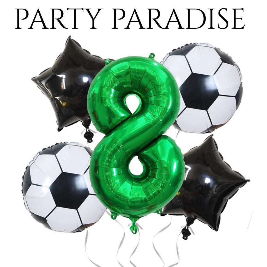 5PCS Soccer Balloons Number Birthday Decorations, Soccer Birthday Party Balloons World Cup Soccer Sports Theme Party Decorations Supplies Decor 32in Foil Mylar Green 7 Balloon