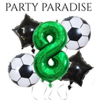 5PCS Soccer Balloons Number Birthday Decorations, Soccer Birthday Party Balloons World Cup Soccer Sports Theme Party Decorations Supplies Decor 32in Foil Mylar Green 7 Balloon