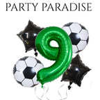 5PCS Soccer Balloons Number Birthday Decorations, Soccer Birthday Party Balloons World Cup Soccer Sports Theme Party Decorations Supplies Decor 32in Foil Mylar Green 7 Balloon