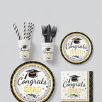 92pcs Graduation Plates and Napkins Set, 2026 Congrats Grad Disposable Tableware Set include Graduation Cap Paper Plate Napkins Cups Forks for Grad Party Supplies, Serve for 10 Guests (Black)Graduation Tableware Set