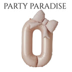 Pink Cream Bowknot Number Balloon 0-9 for Princess Birthday Parties