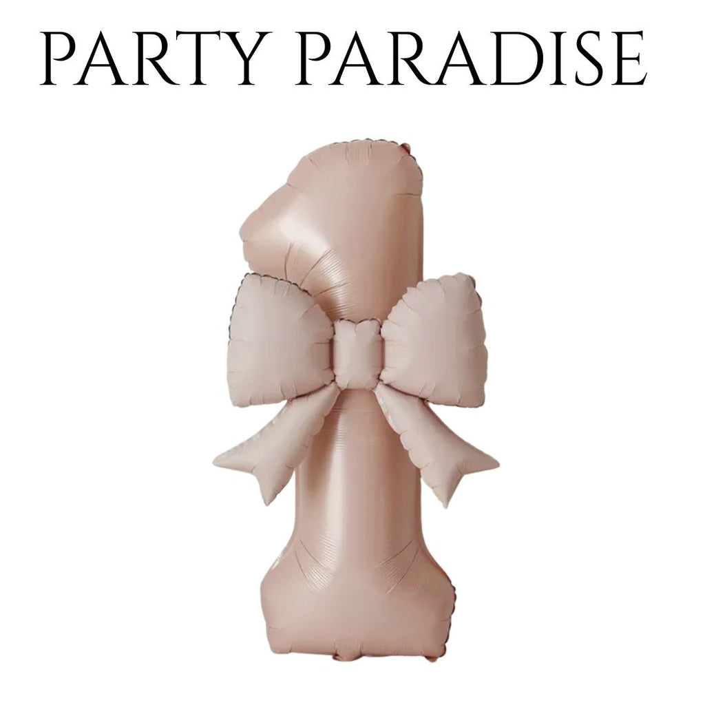 Pink Cream Bowknot Number Balloon 0-9 for Princess Birthday Parties