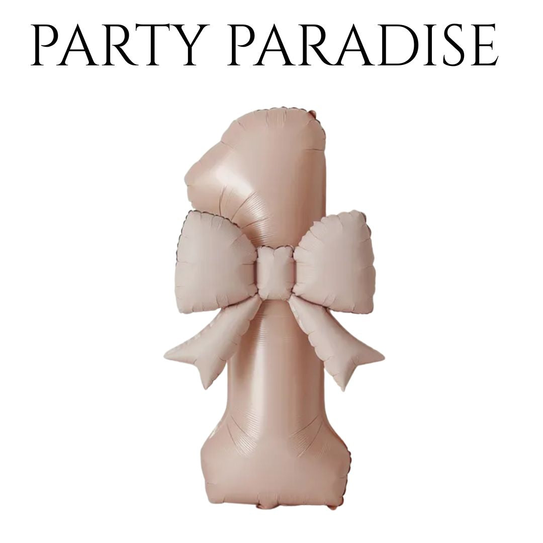 Pink Cream Bowknot Number Balloon 0-9 for Princess Birthday Parties
