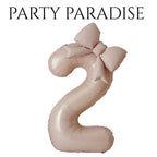 Pink Cream Bowknot Number Balloon 0-9 for Princess Birthday Parties