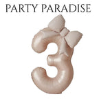 Pink Cream Bowknot Number Balloon 0-9 for Princess Birthday Parties