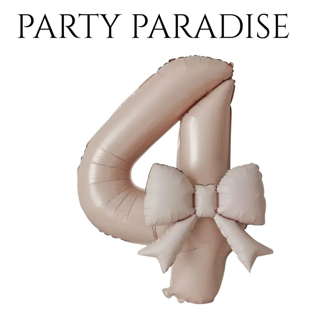 Pink Cream Bowknot Number Balloon 0-9 for Princess Birthday Parties