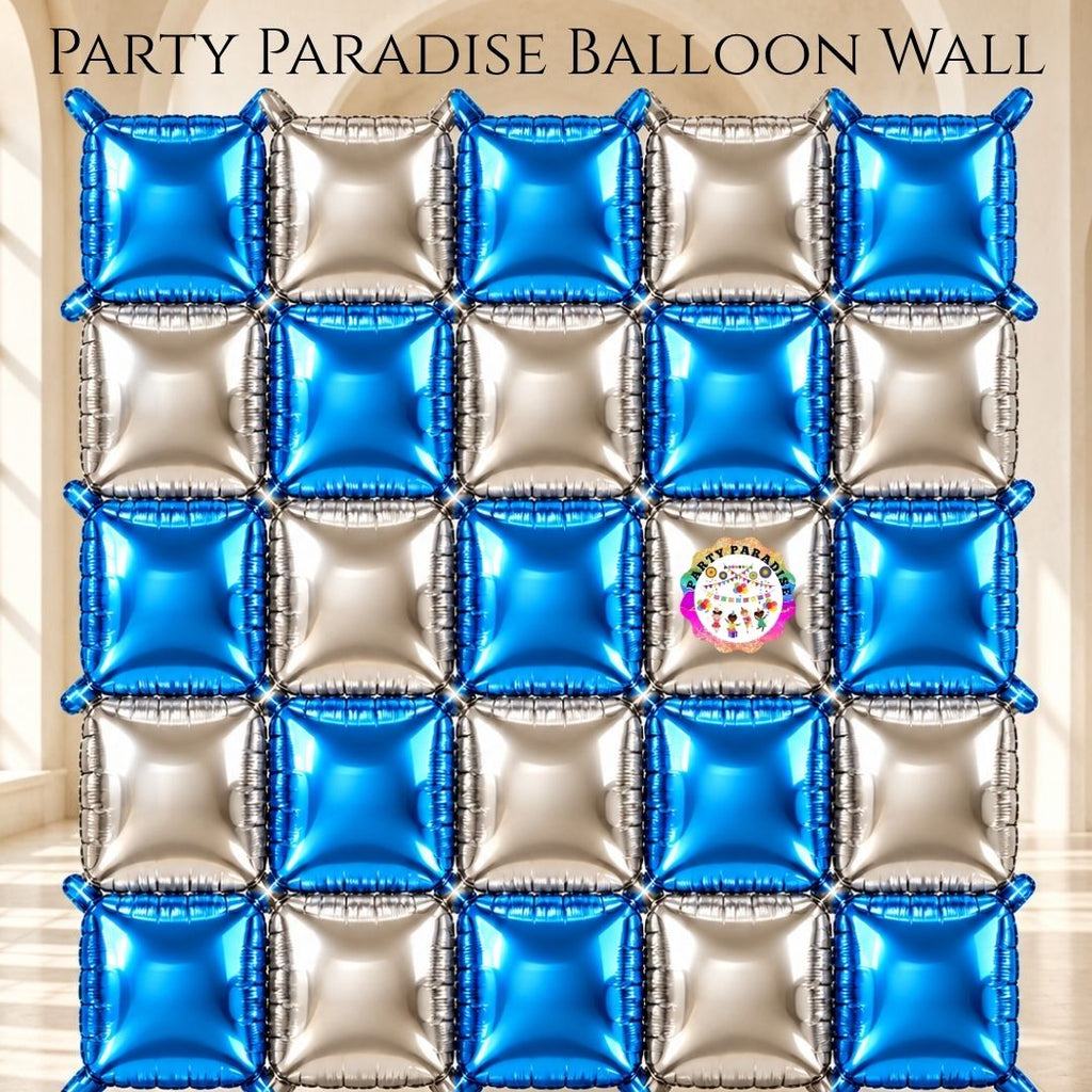 Double-Sided Two-Tone Square Foil Balloons Grid Background Wall for Party 19inch Squares, 25PCS