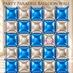 Double-Sided Two-Tone Square Foil Balloons Grid Background Wall for Party 19inch Squares, 25PCS