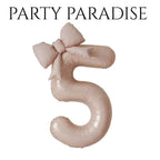 Pink Cream Bowknot Number Balloon 0-9 for Princess Birthday Parties