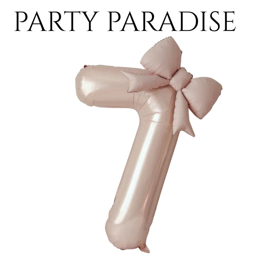 Pink Cream Bowknot Number Balloon 0-9 for Princess Birthday Parties