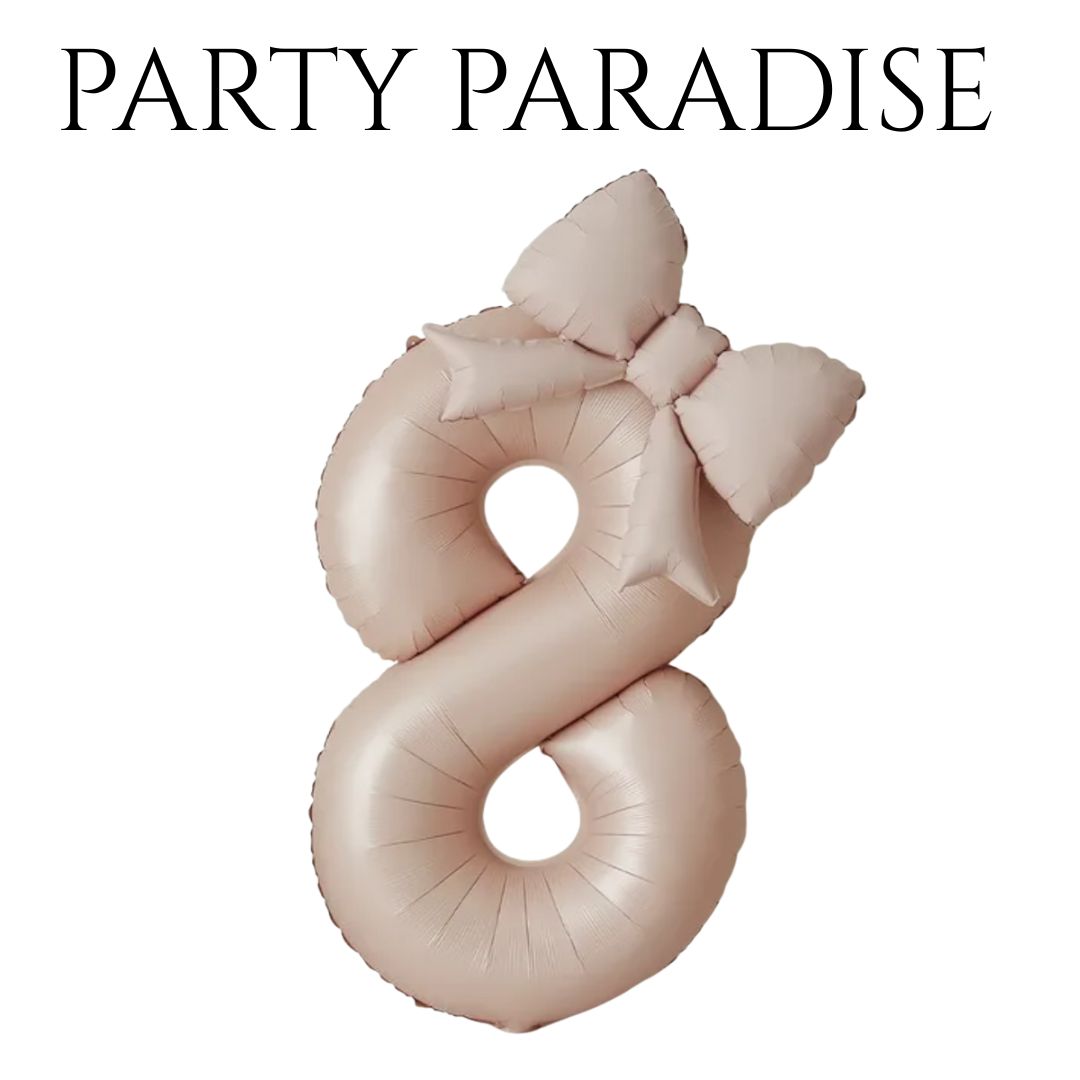 Pink Cream Bowknot Number Balloon 0-9 for Princess Birthday Parties