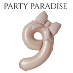 Pink Cream Bowknot Number Balloon 0-9 for Princess Birthday Parties