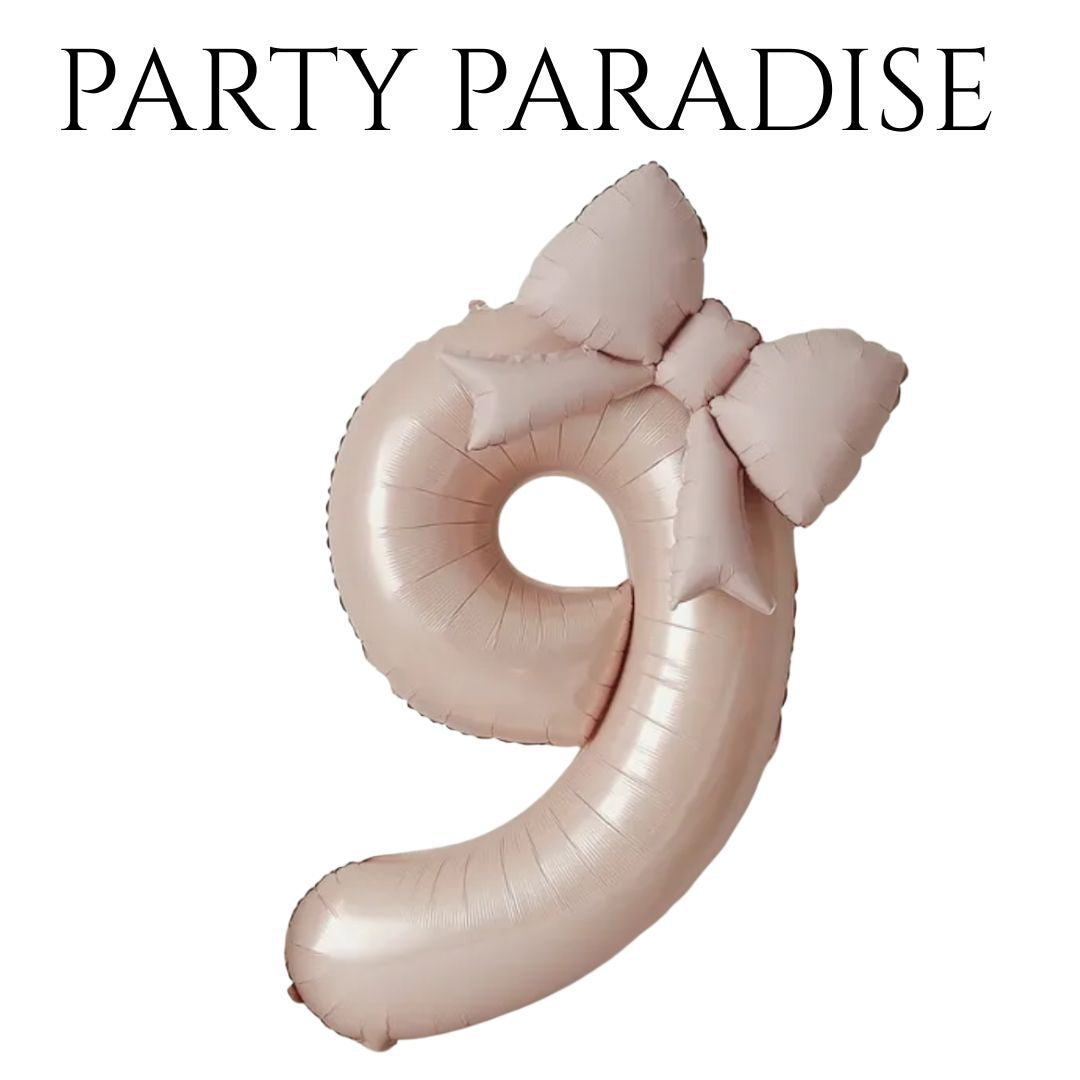 Pink Cream Bowknot Number Balloon 0-9 for Princess Birthday Parties