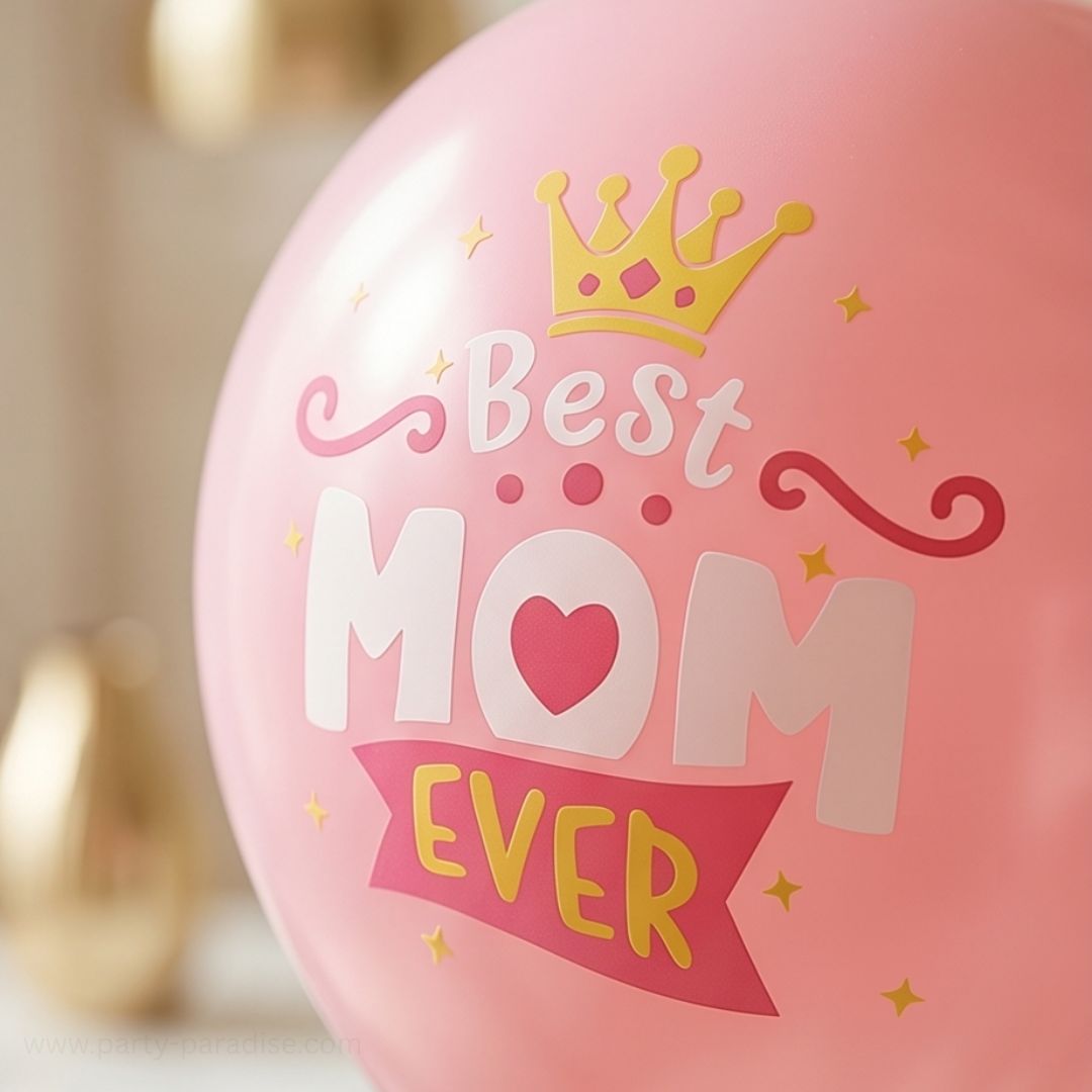 Mother's Day Balloons, 12 Inch Mom Latex Balloons, Best Mom Ever Printed Decorations for Mother's Theme Party Supplies and Arch Decorations Secondary image