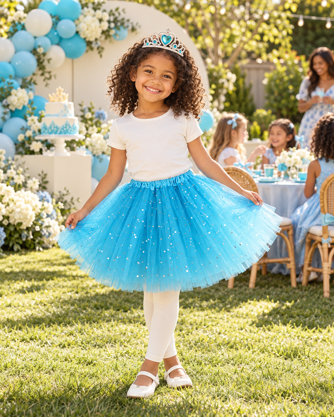 Blue tutu with tiara 2 pcs set for birthdays dress up cosplay