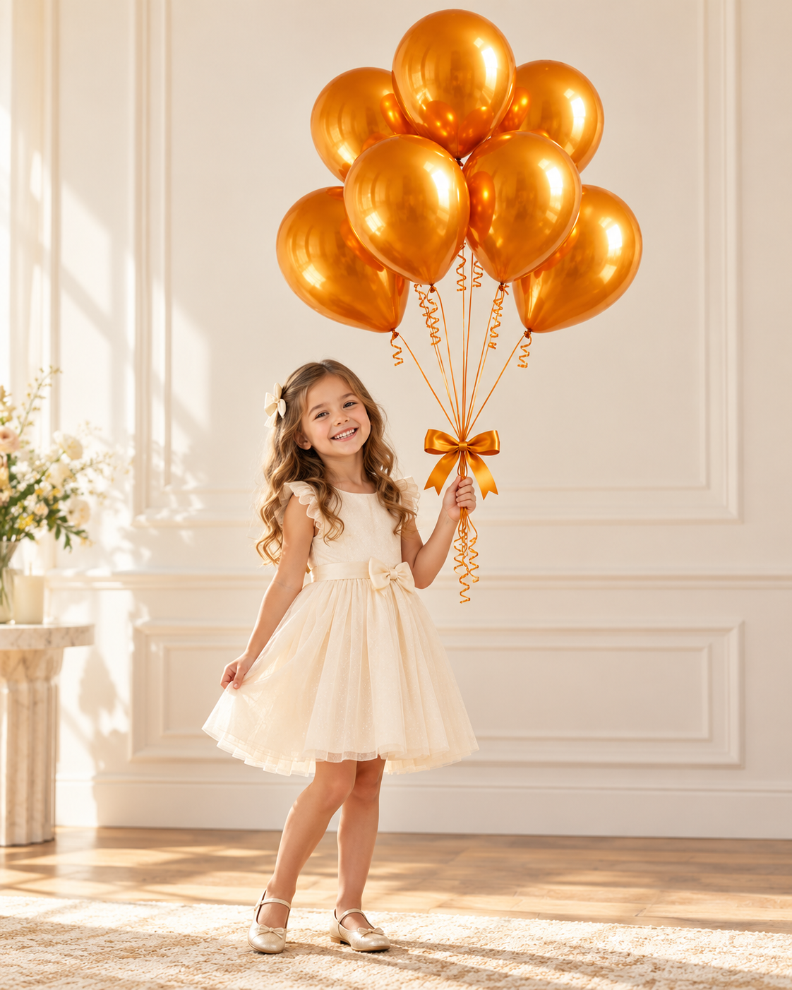 Party Paradise Store Chrom Ice Double Layer Balloons in Golden Orange, High Shine Chrom Finish
