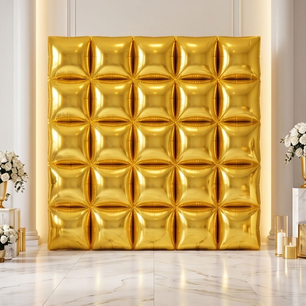 Gold Black Square Foil Balloon Wall, 25Pcs Double Sided Balloon Backdrop Helium Balloons Tunnel Arch Garland Kit for 2026 New Year Eve Graduation Birthday Anniversary Party Decoration