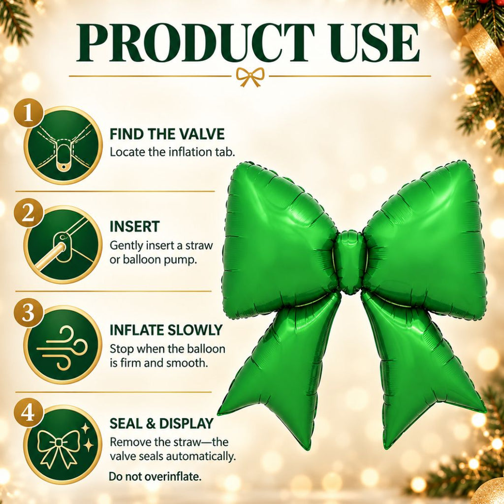 Green Bow Balloon perfect for Christmas Holiday party and photoshoot