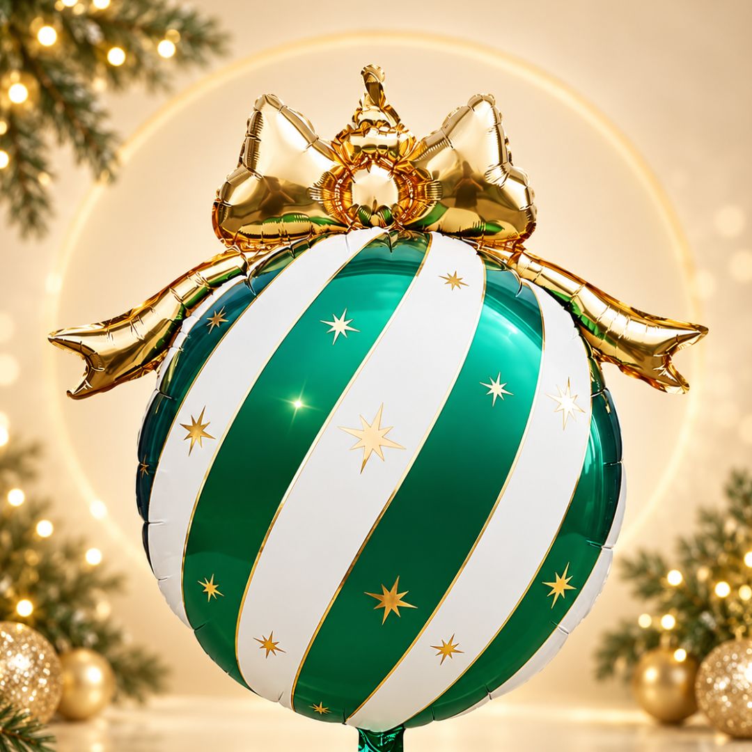 Green, White Christmas Ornaments Balloon for Holiday Pary, Photoshoots