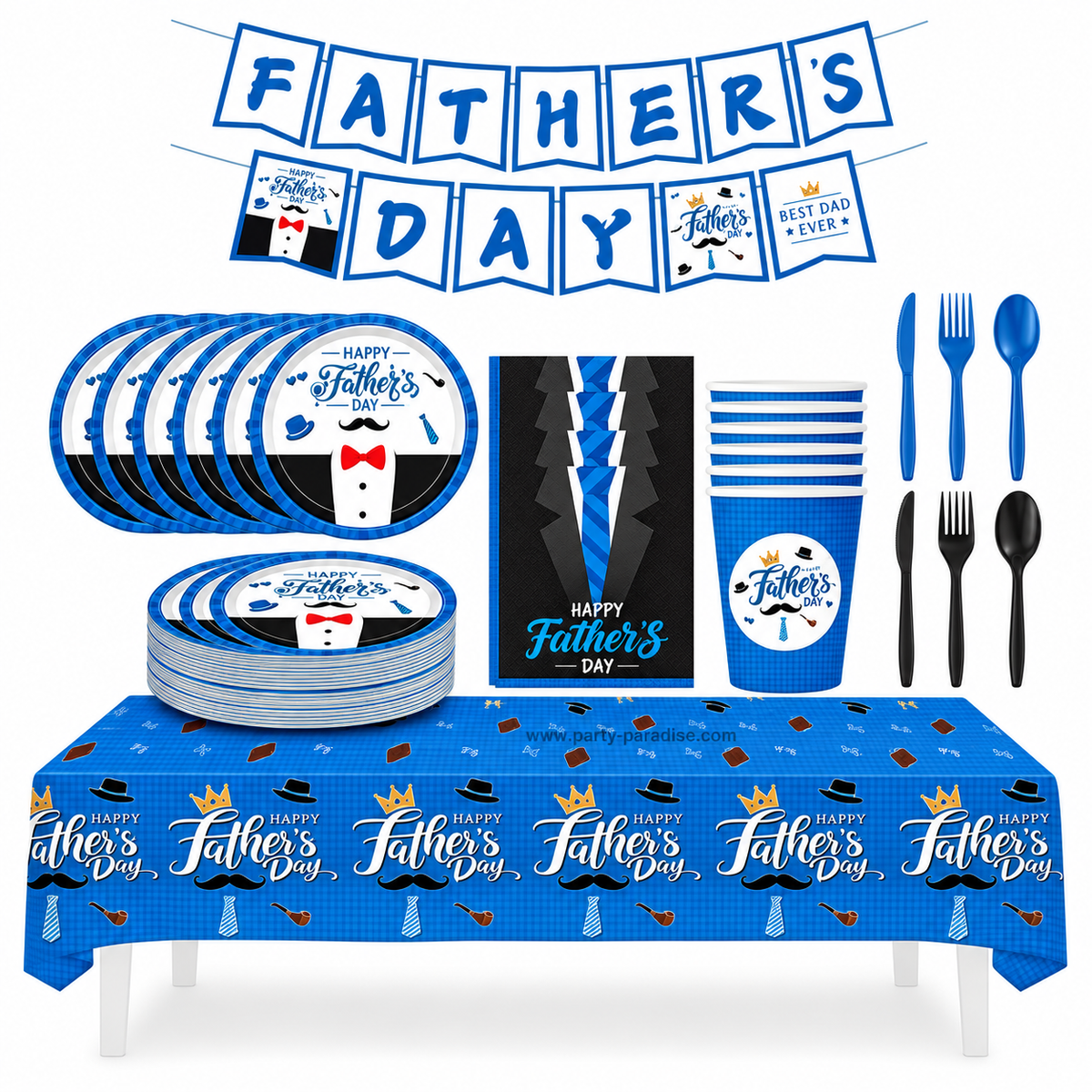 Father's Day Tableware Set 122 pieces Bundle Party Kits for 20 guests