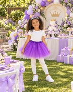 Tutu Skirt Set with Matching Tiara 2 PCS Set in Purple for Birthday Dress-up or Cosplay