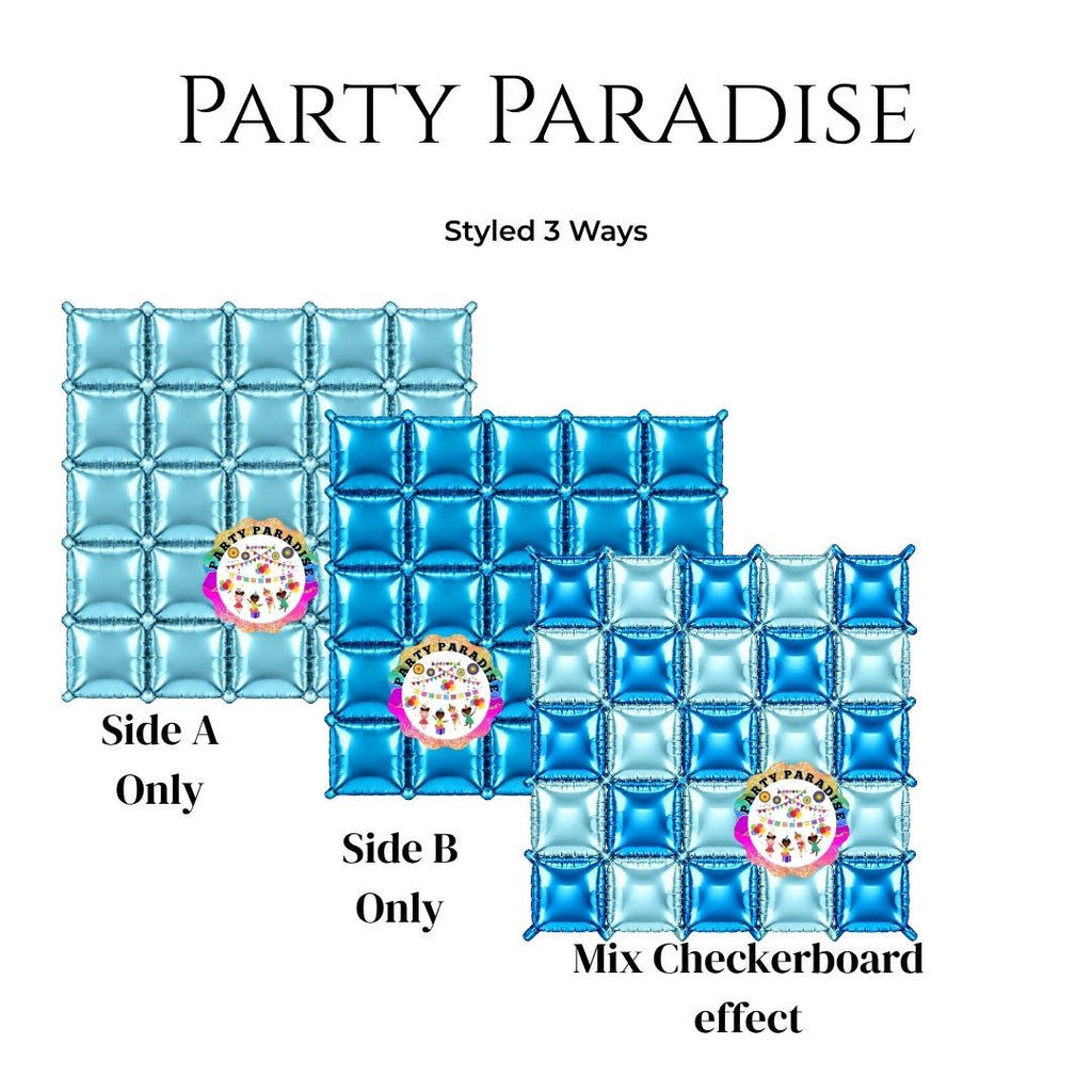 Double-Sided Two-Tone Square Foil Balloons Grid Background Wall for Party 19inch Squares, 25PCS