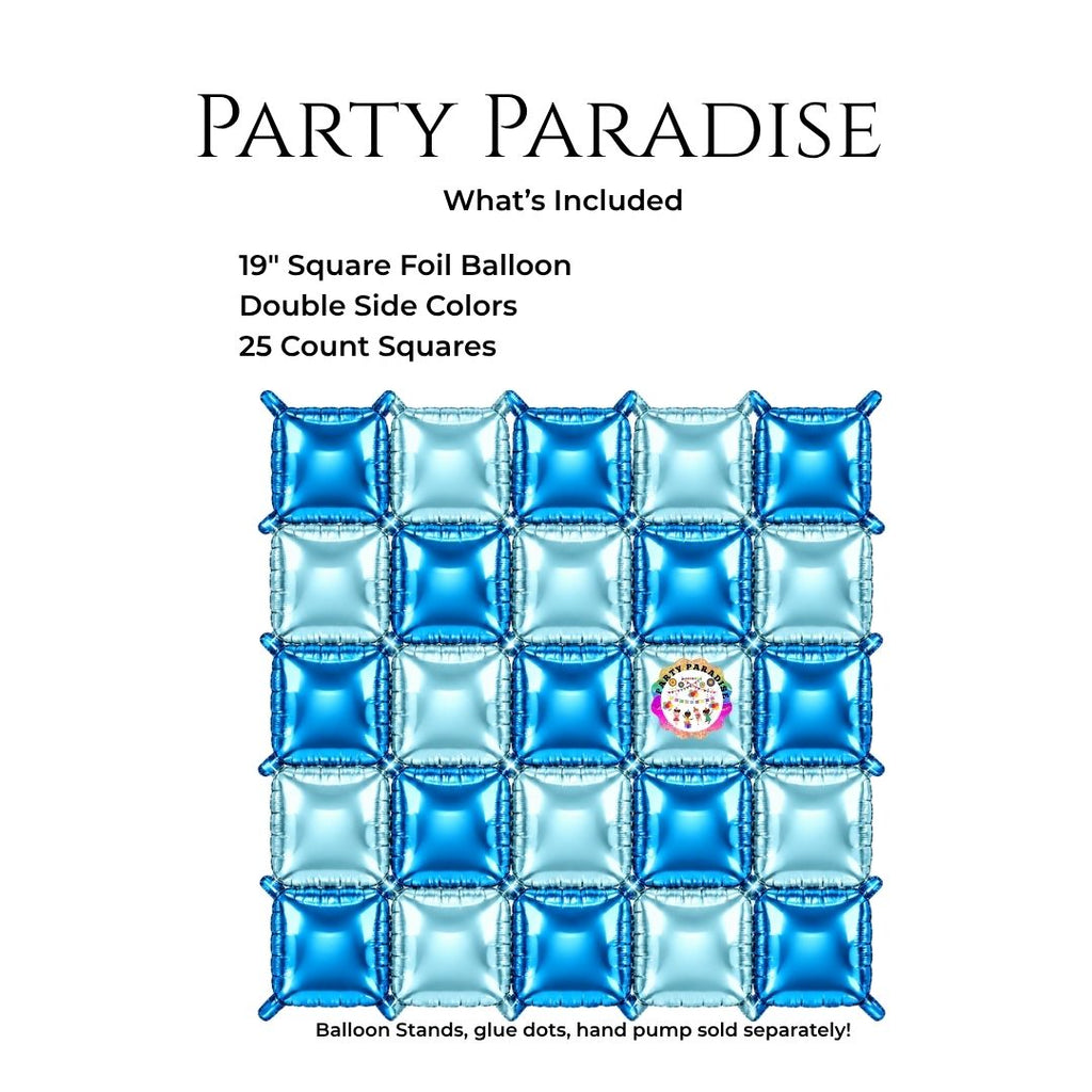 Double-Sided Two-Tone Square Foil Balloons Grid Background Wall for Party 19inch Squares, 25PCS