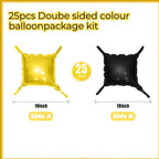 Gold Black Square Foil Balloon Wall, 25Pcs Double Sided Balloon Backdrop Helium Balloons Tunnel Arch Garland Kit for 2026 New Year Eve Graduation Birthday Anniversary Party Decoration