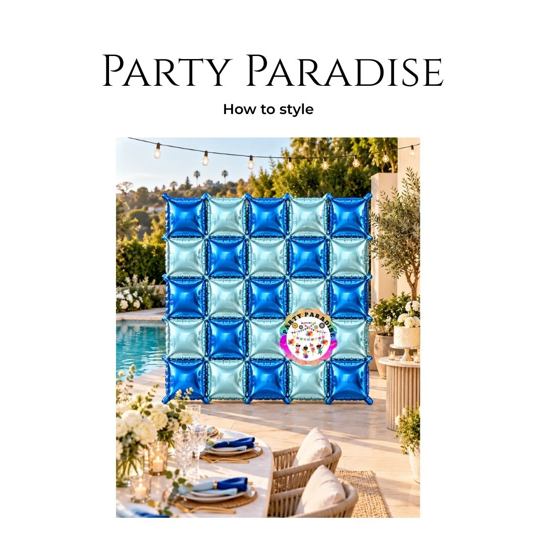 Double-Sided Two-Tone Square Foil Balloons Grid Background Wall for Party 19inch Squares, 25PCS