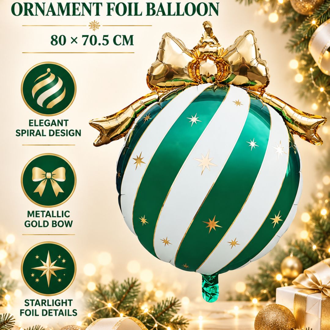 Green, White Christmas Ornaments Balloon for Holiday Pary, Photoshoots