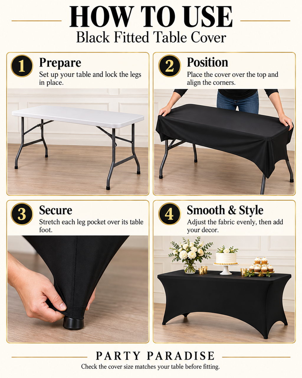 High Quality Party Table Cloth Spandex Fabric Table Cover Rectangular Fitted Strech Tablecloth for 6 Foot Table