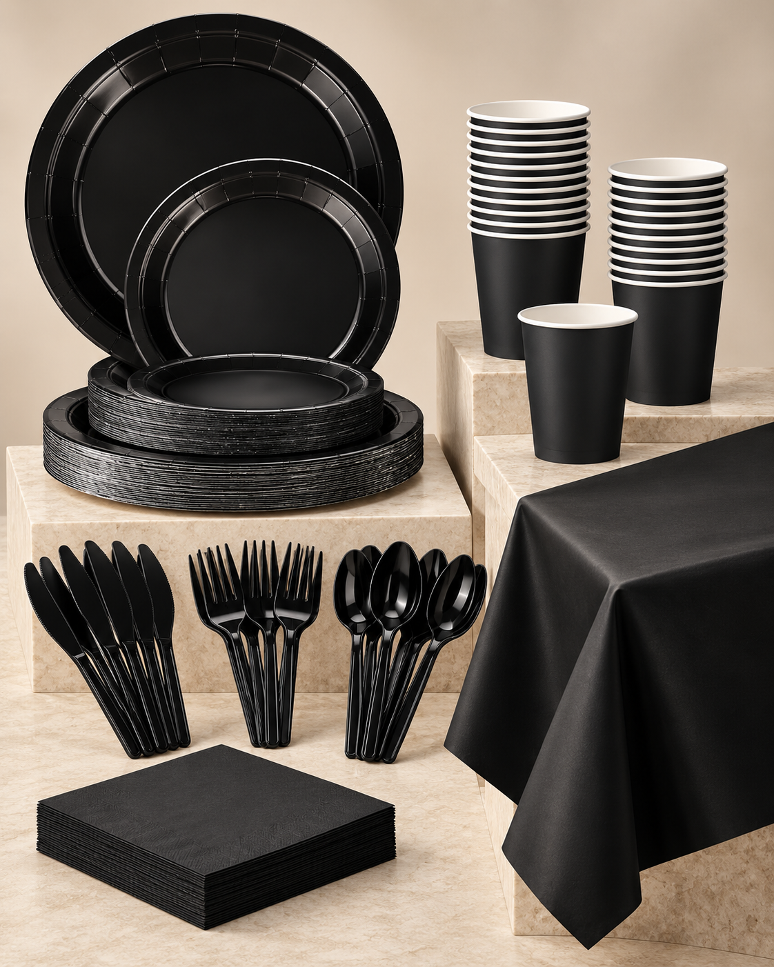 Black Tableware 161 Pieces for 20 Guest