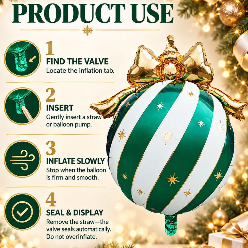 Green, White Christmas Ornaments Balloon for Holiday Pary, Photoshoots