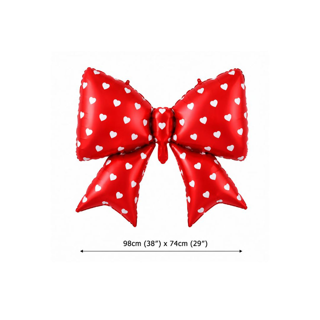 Bow Balloons 38 Inch Bow Foil Mylar Balloons Red with gold hearts, Coquette Balloon for Girl Birthday Gender Reveal Baby Shower Wedding Decorations