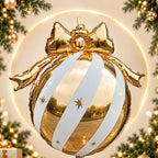 White Gold Christmas Ornament Balloon for Holiday Party, Family Photoshoots