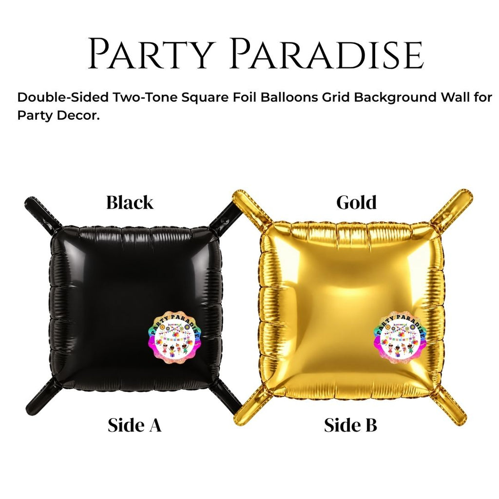Double-Sided Two-Tone Square Foil Balloons Grid Background Wall for Party 19inch Squares, 25PCS