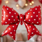 Bow Balloons 38 Inch Bow Foil Mylar Balloons Red with gold hearts, Coquette Balloon for Girl Birthday Gender Reveal Baby Shower Wedding Decorations